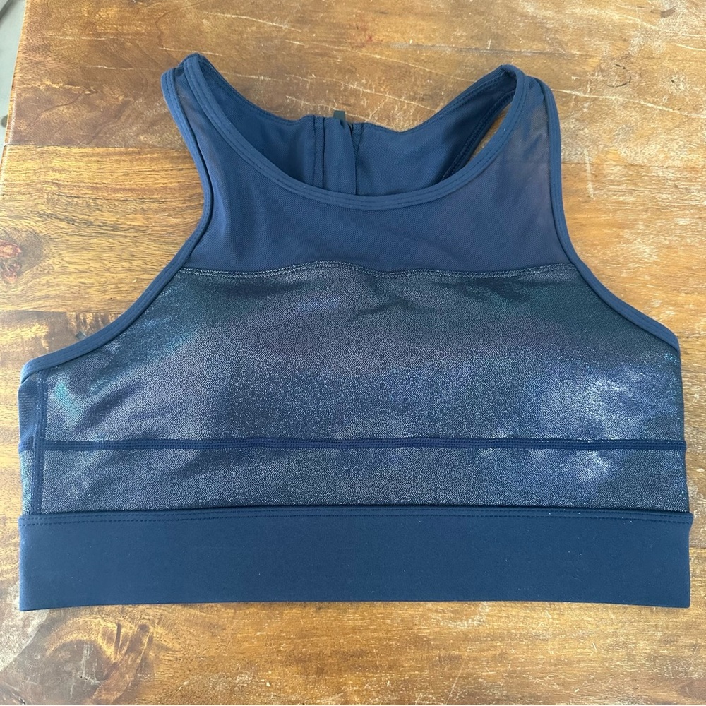 Zyia active size M navy blue twilight all star sports bra glitter mesh